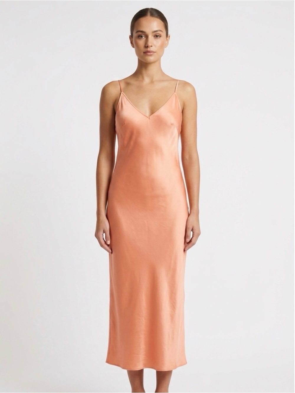 Express Coral Satin Slip Dress with Adjustable Straps Size L